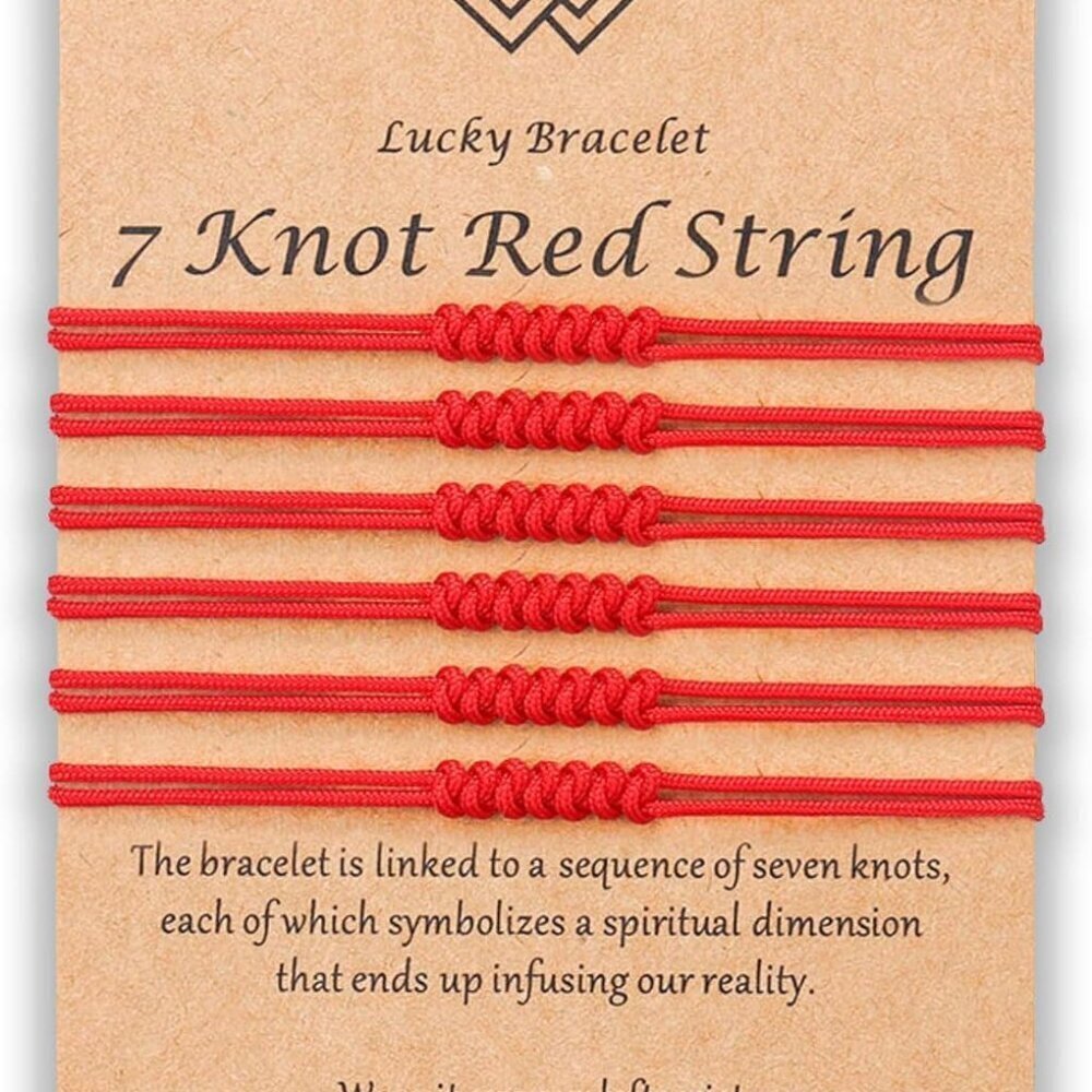 Red String Bracelet 7 Knots Good Luck Protection Gift Adjustable Thread